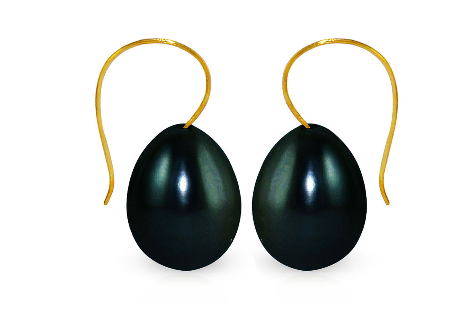 Vera Perla 10K Yellow Gold 10mm Drop Black Pearl Earrings